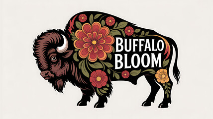 Buffalo with Mandala Flower Designs Decorative Art