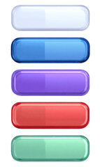 Five rectangular buttons, vertically stacked, gradient colors