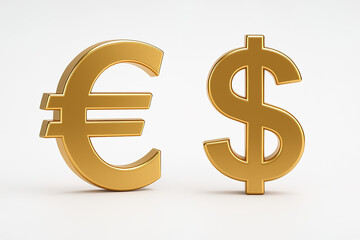 Golden euro and dollar symbol. Currency exchange concept.