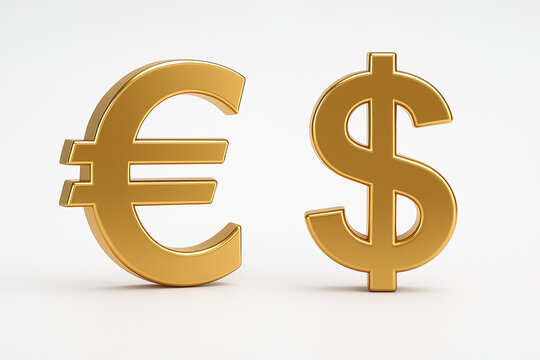 Golden euro and dollar symbol. Currency exchange concept.
