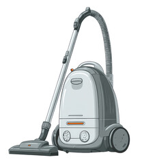 Gray and white upright vacuum cleaner