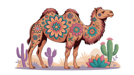 Camel with Mandala Flower Designs Decorative Art