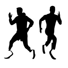 Dynamic sprinters with prosthetic legs showcase athletic determination and inspiring achievement in powerful motion