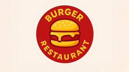 Colorful burger illustration with bold text for restaurant branding and marketing purposes