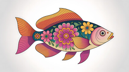 Fish with Colorful Floral Mandalas Vector