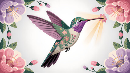 Hummingbird with Intricate Floral Mandalas
