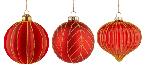 Christmas Ball, red bauble, isolated on white background, full depth of field