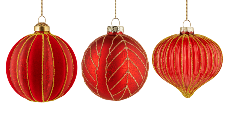 Christmas Ball, red bauble, isolated on white background, full depth of field