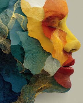 Line art poster of a human head concept for World Mental Health Day on October 10