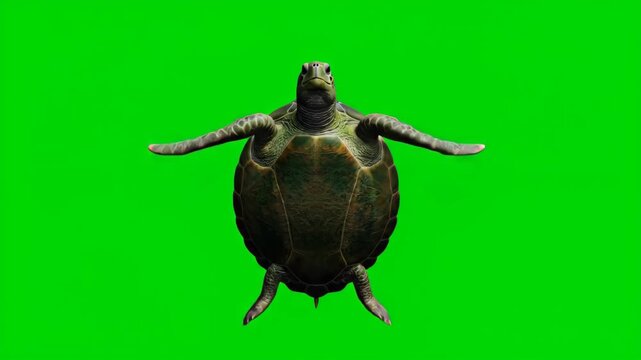 Green Turtle on Vibrant Background: A majestic sea turtle swims gracefully against a striking background, its shell a work of art, evoking a sense of wonder.