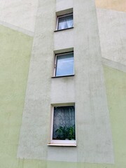Facade of a multi-storey apartment building. Real estate. Urban architecture and modern residential infrastructure. 