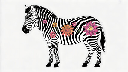 Zebra with Mandala Floral Patterns Decorative