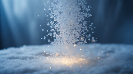 White Glittering Sparkles with Golden Glow Icy Blue