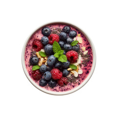 Delicious Berry Smoothie Bowl with Raspberries, Blueberries, Chia Seeds, and Almonds