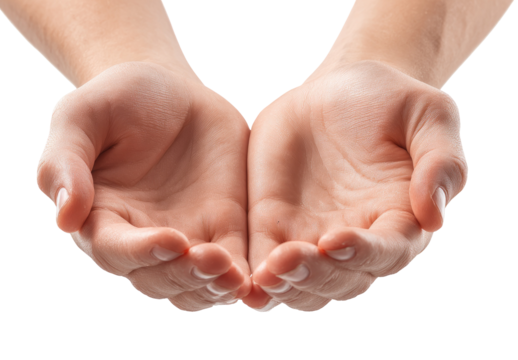 Two hands cupped, palms upward, light skin tone - Powered by Adobe