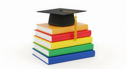 Graduation Cap on Stack of Books