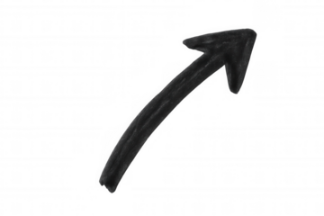 Arrow pointing upward, hand-drawn with dark textured stroke, symbolizing business growth and progress against transparent backdrop