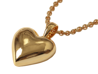 Polished gold heart pendant on a chain