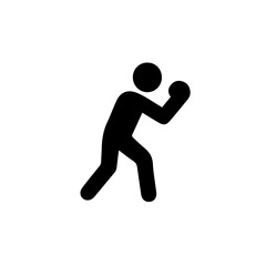 Boxing Icon – Vector Silhouette Fighter. Minimalist vector silhouette of stickman boxing, perfect for combat sport graphics and training materials.