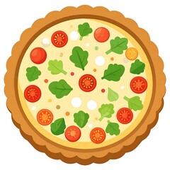 Colorful, detailed illustration of a quiche