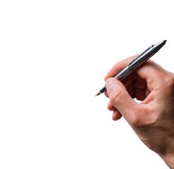 Close-up of a hand holding a silver pen, poised to write (1)