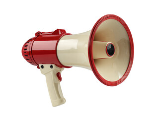 Red and cream megaphone, angled view