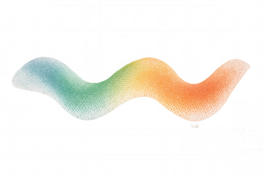 Vibrant gradient mesh curving dynamically, creating abstract visual flow against transparent backdrop