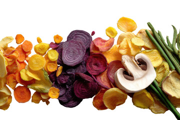 Dehydrated vegetable slices in vibrant colors