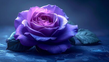 Close-up of a vibrant purple-blue rose