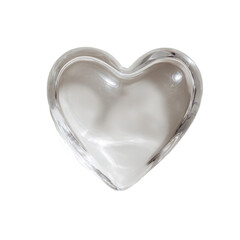 Heart-shaped, translucent, light gray object