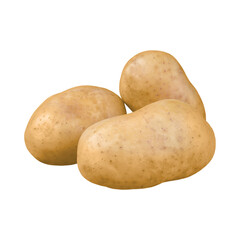 potatoes isolated on white background
