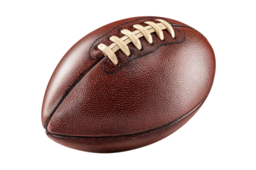 Close-up of a brown leather American football.  Stitching is visible (1)