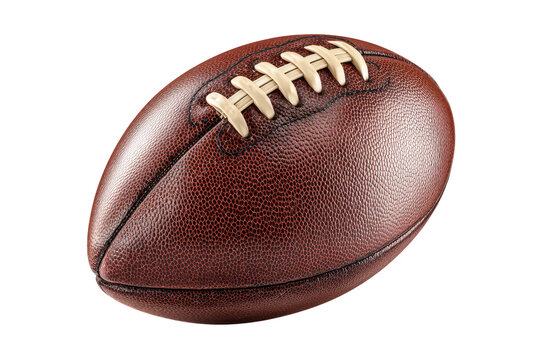 Close-up of a brown leather American football.  Stitching is visible (1)