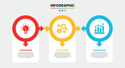 Modern Business Infographic Vector Template – Creative 3 Step Process Timeline Design for Presentation