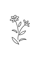 シンプルな花の線画イラスト