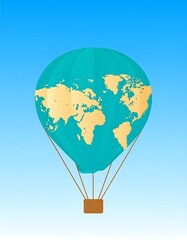 World map hot air balloon