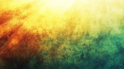 Warm Hues to Emerald Green: Abstract Textured Background with Sunburst Effect