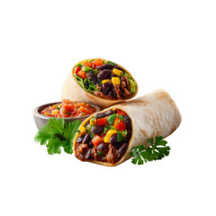 Delicious Burritos with Salsa and Cilantro