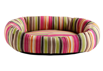 Oval dog bed with vibrant striped fabric (2)