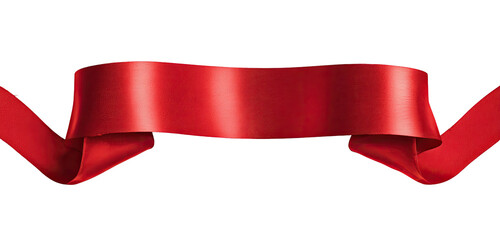 Red ribbon banner on a black background