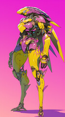 Fototapeta premium Futuristic robot pangolin man, Iconic pangolin Vertical background