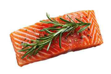 Fresh salmon fillet, seasoned with rosemary and peppercorns
