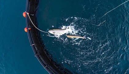Fish caught in a net