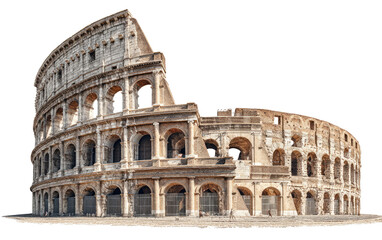 Obraz premium Ancient Roman Colosseum facade, light tan stone, many arches