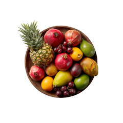 Vibrant Tropical Fruit Platter A Colorful Collection of Exotic Fruits in a Wooden Bowl