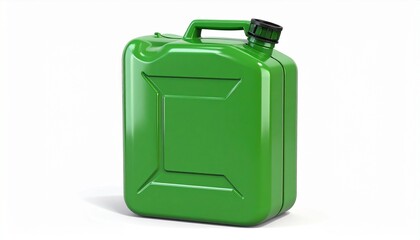 3D Product Asset Render of a Green Plastic Gasoline Can with Spout Closed Isolated on White Background