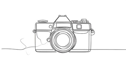 Single line drawing of a vintage camera