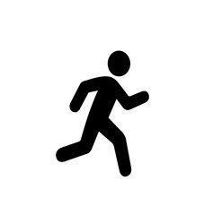Running Icon – Vector Silhouette Jogging Athlete. Minimalist vector silhouette of stickman running, suitable for fitness, sports, and health designs.