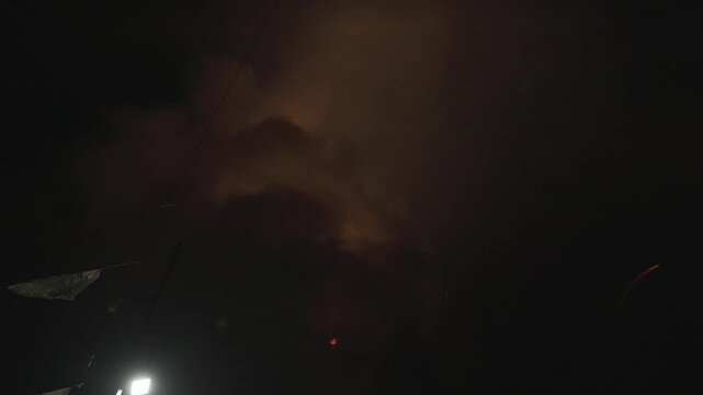 Fireworks Bursting Through Thick Smoke at a Night Festival in Mexico 241