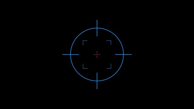 Target animation, target sniper, target gaming animation isolated on black background. modern military radar hud interface with target lock, futuristic jet fighter navigation and targeting system